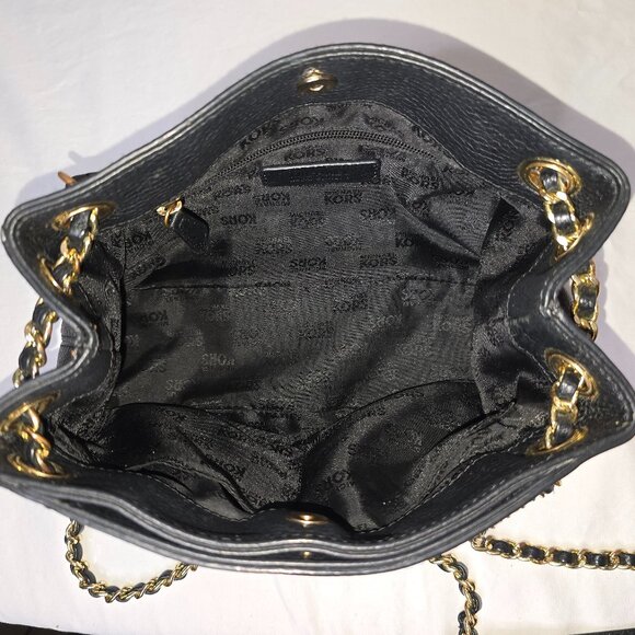 Michael Kors Jet Set Gold Chain Black Pebble Grain Leather Medium Shoulder Bag - Picture 9 of 13